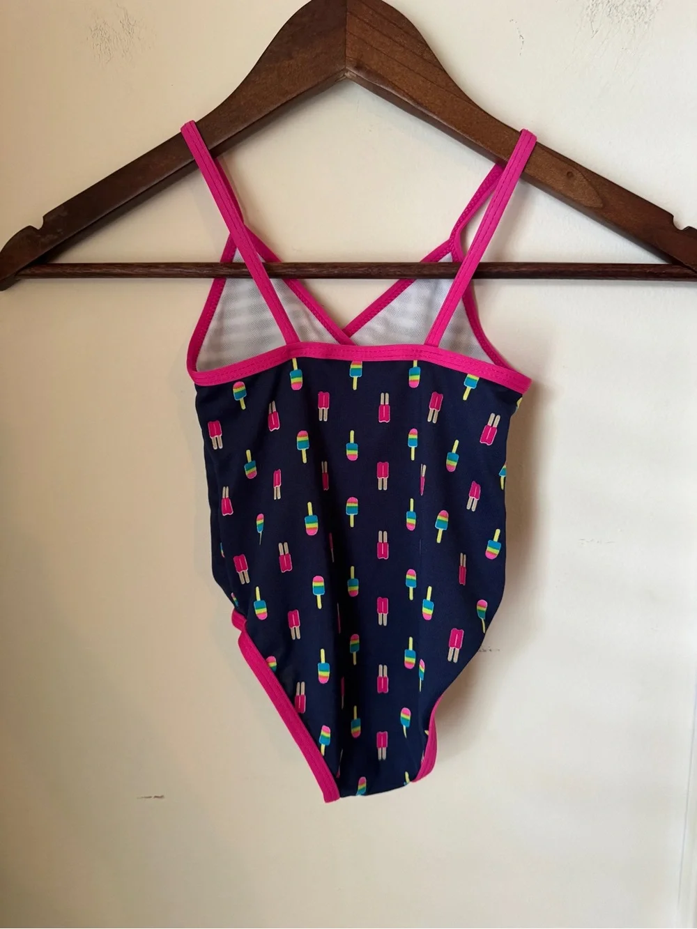 Wippette Navy One-Piece Swimsuit with Hot Pink Trim and‎ Popsicle Print